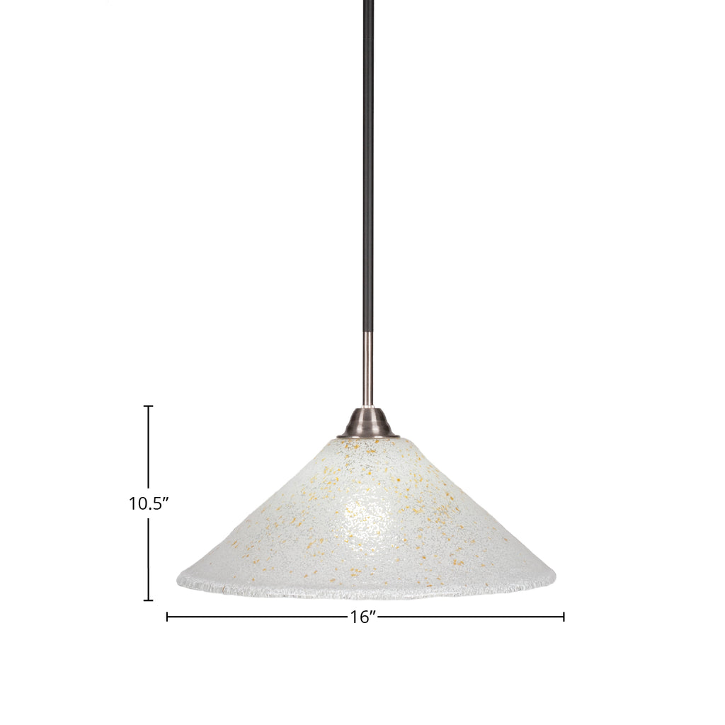 Paramount One Light Pendant in Matte Black & Brushed Nickel with 16" Gold Ice Shade