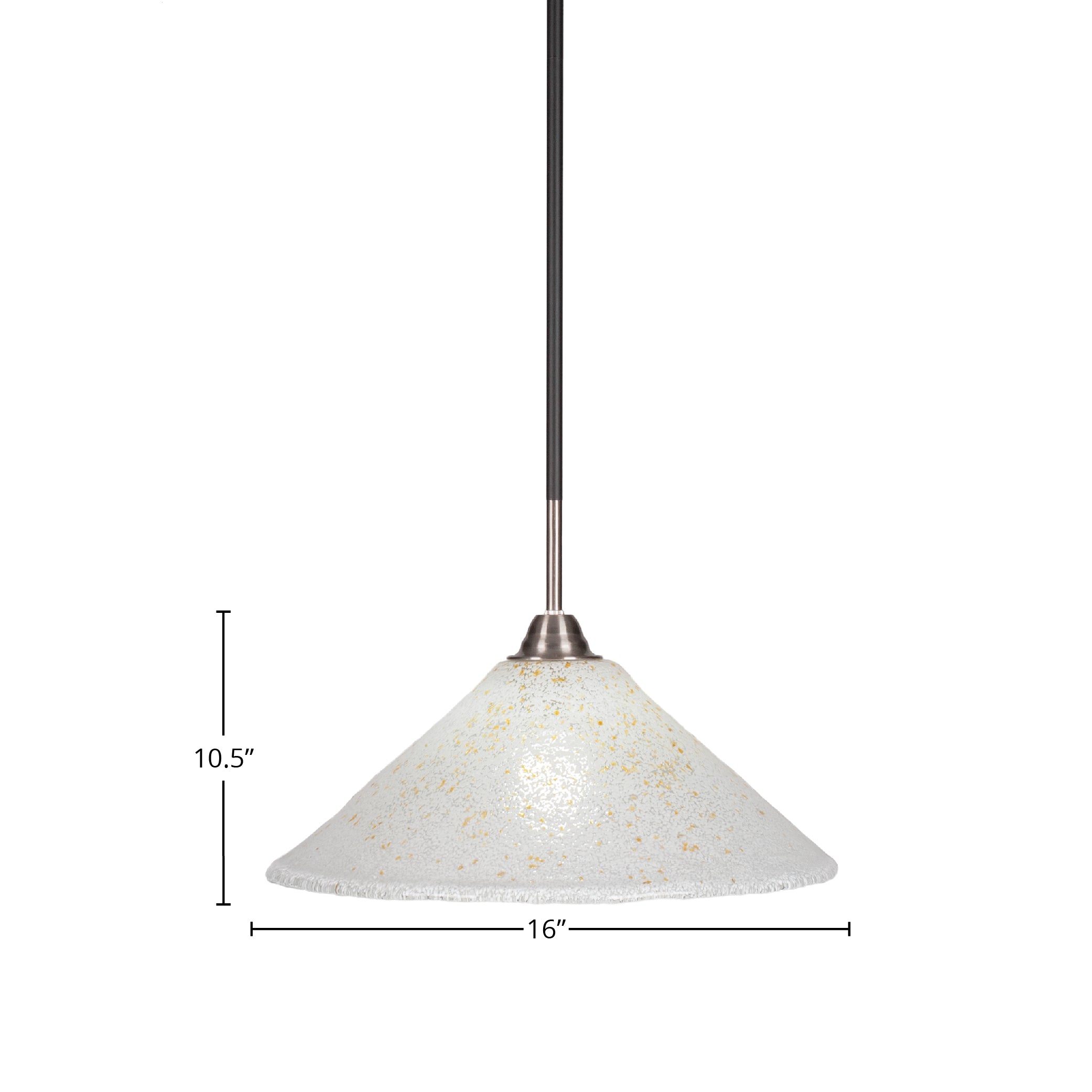 Paramount One Light Pendant in Matte Black & Brushed Nickel with 16" Gold Ice Shade