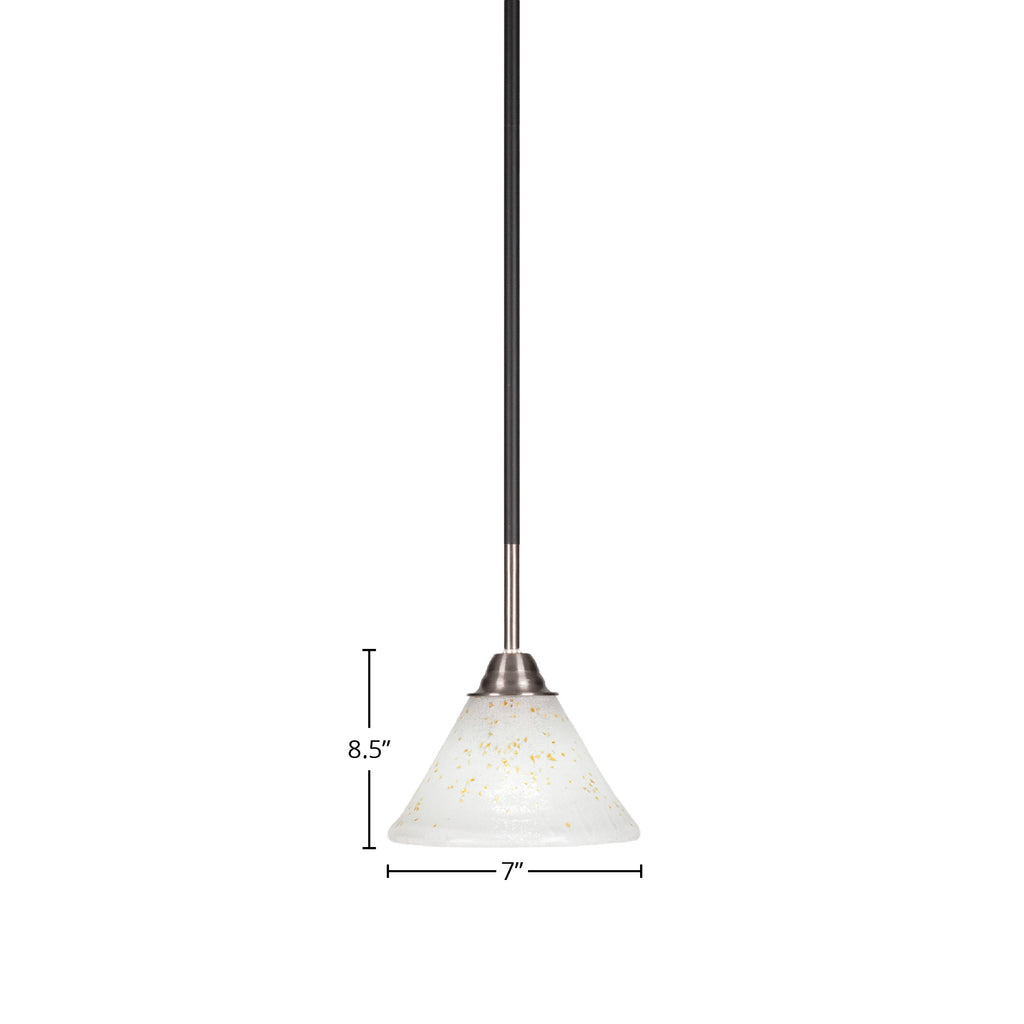 Paramount One Light Mini Pendant in Matte Black & Brushed Nickel with 7" Gold Ice Shade
