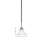 Paramount One Light Mini Pendant in Matte Black & Brushed Nickel with 7" Gold Ice Shade