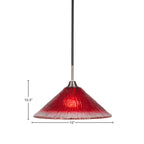 Paramount One Light Pendant in Matte Black & Brushed Nickel with 16" Raspberry Crystal Shade