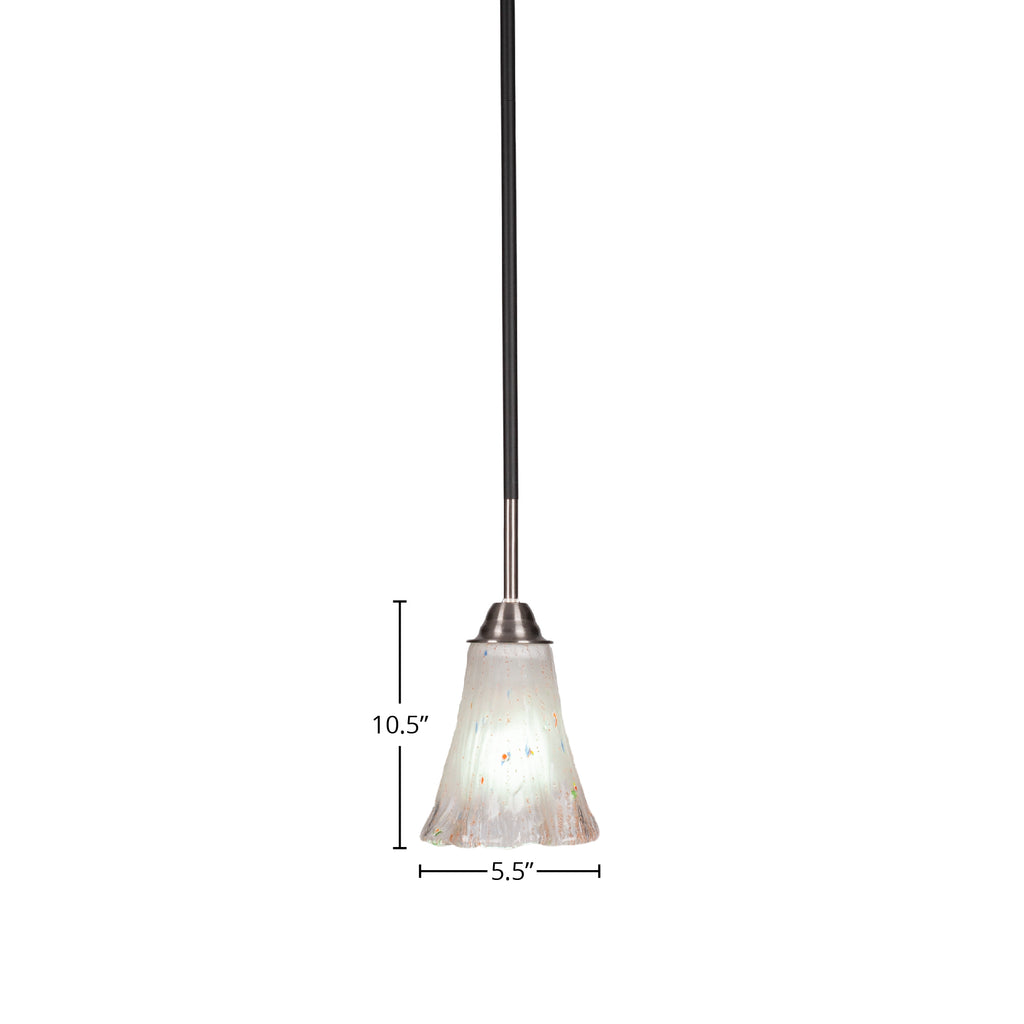 Paramount One Light Mini Pendant in Matte Black & Brushed Nickel with 5.5" Fluted Frosted Crystal Shade