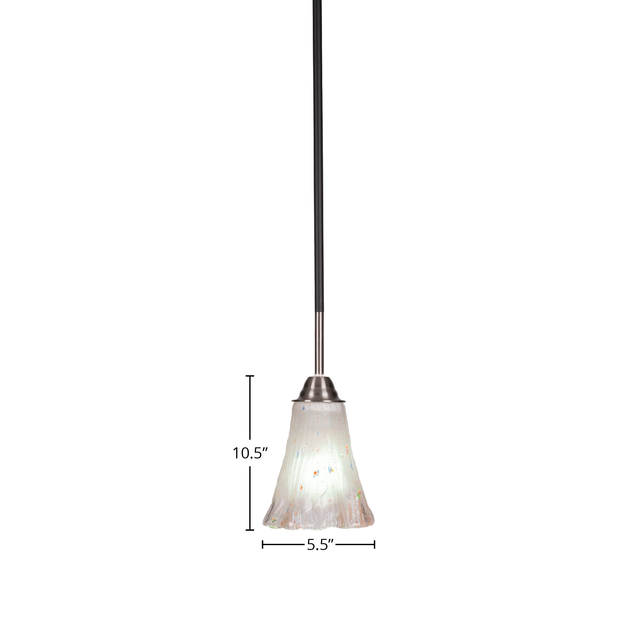 Paramount One Light Mini Pendant in Matte Black & Brushed Nickel with 5.5" Fluted Frosted Crystal Shade