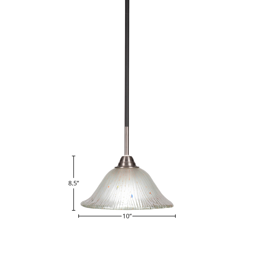 Paramount One Light Mini Pendant in Matte Black & Brushed Nickel with 10" Frosted Crystal Shade