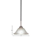Paramount One Light Mini Pendant in Matte Black & Brushed Nickel with 10" Frosted Crystal Shade