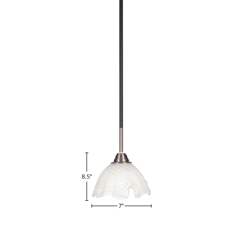 Paramount One Light Mini Pendant in Matte Black & Brushed Nickel with 7" Gold Ice Shade