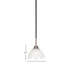 Paramount One Light Mini Pendant in Matte Black & Brushed Nickel with 7" Gold Ice Shade