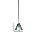 Paramount One Light Mini Pendant in Matte Black & Brushed Nickel with 7" Sea Ice Art Glass Shade