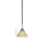 Paramount One Light Mini Pendant in Matte Black & Brushed Nickel with 7" Starlight Art Glass Shade