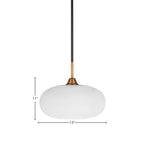 Paramount One Light Pendant in Matte Black & Brass with 13" White Muslin Shade