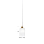Paramount One Light Mini Pendant in Matte Black & Brass with 4" White Marble Shade