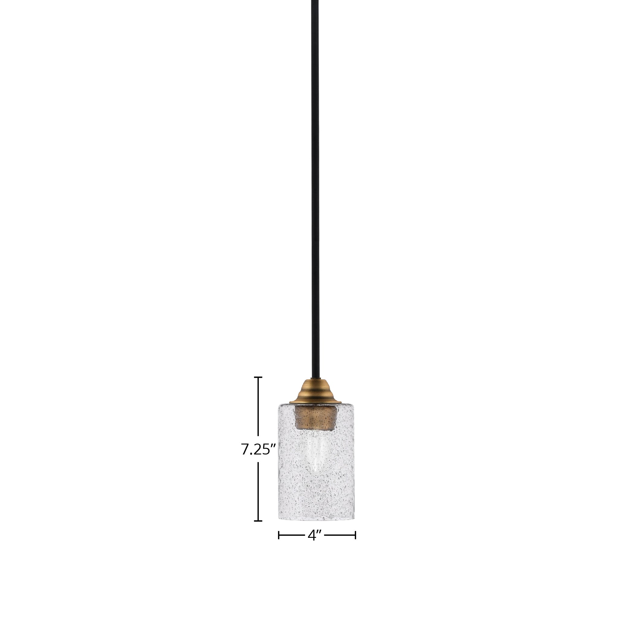Paramount One Light Mini Pendant in Matte Black & Brass with 4" Smoke Bubble Shade
