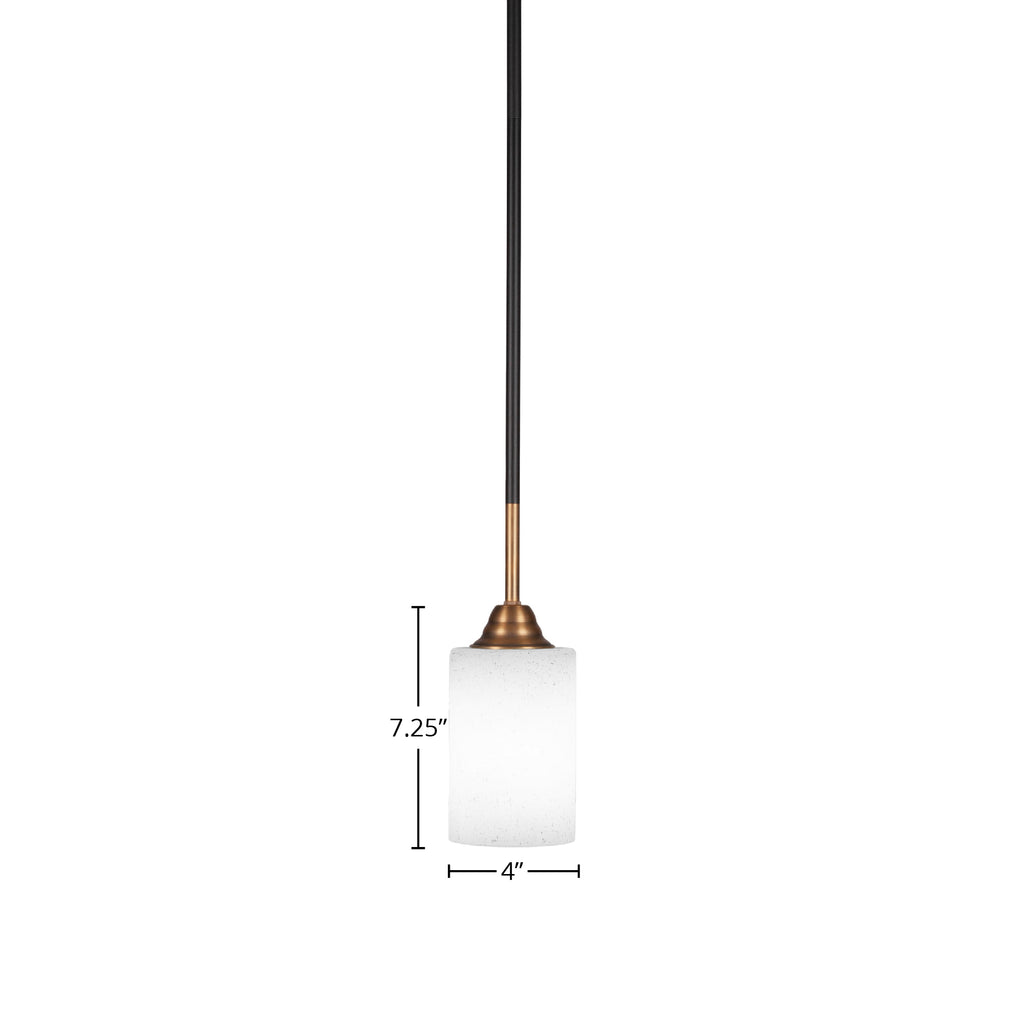 Paramount One Light Mini Pendant in Matte Black & Brass with 4" White Muslin Shade