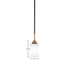 Paramount One Light Mini Pendant in Matte Black & Brass with 4" White Muslin Shade
