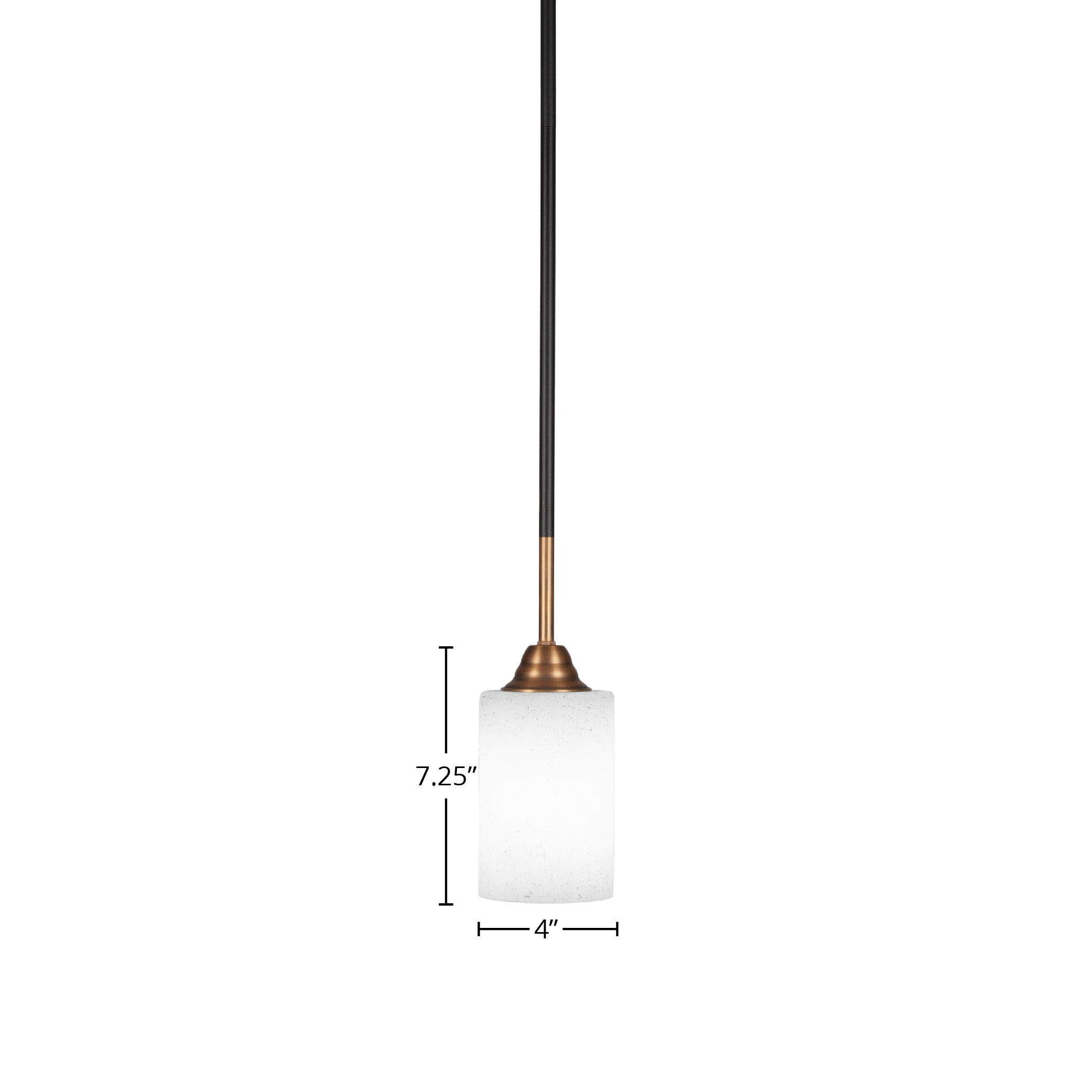 Paramount One Light Mini Pendant in Matte Black & Brass with 4" White Muslin Shade