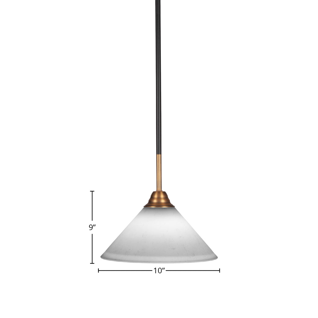 Paramount One Light Mini Pendant in Matte Black & Brass with 10" White Muslin Shade