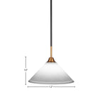 Paramount One Light Pendant in Matte Black & Brass with 12" White Muslin Shade