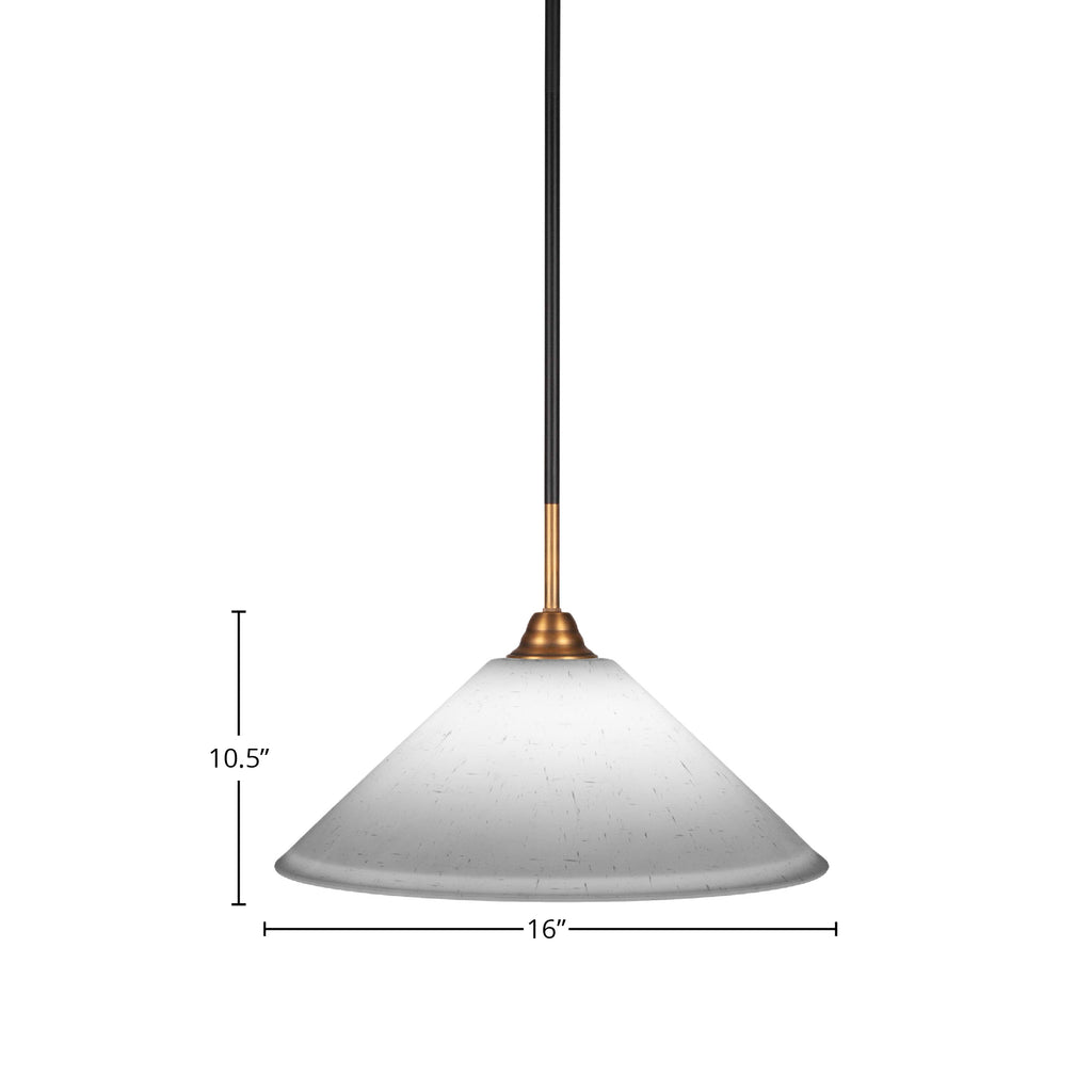 Paramount One Light Pendant in Matte Black & Brass with 16" White Muslin Shade