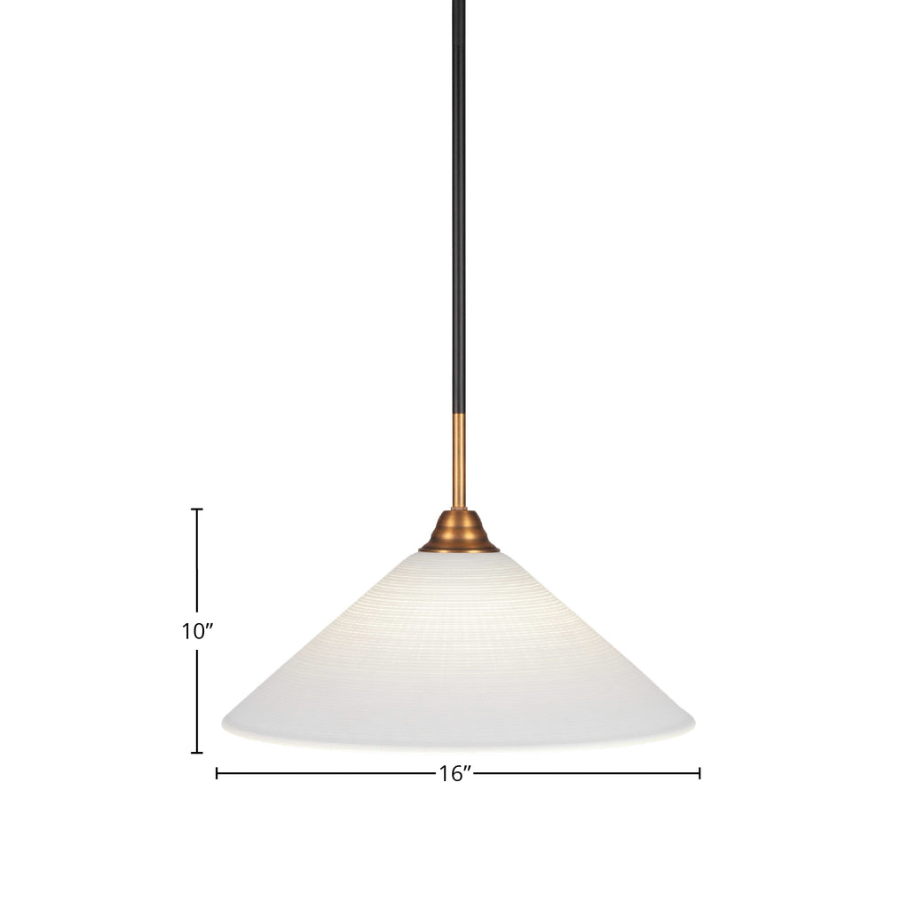 Paramount One Light Pendant in Matte Black & Brass with 16" White Matrix Shade