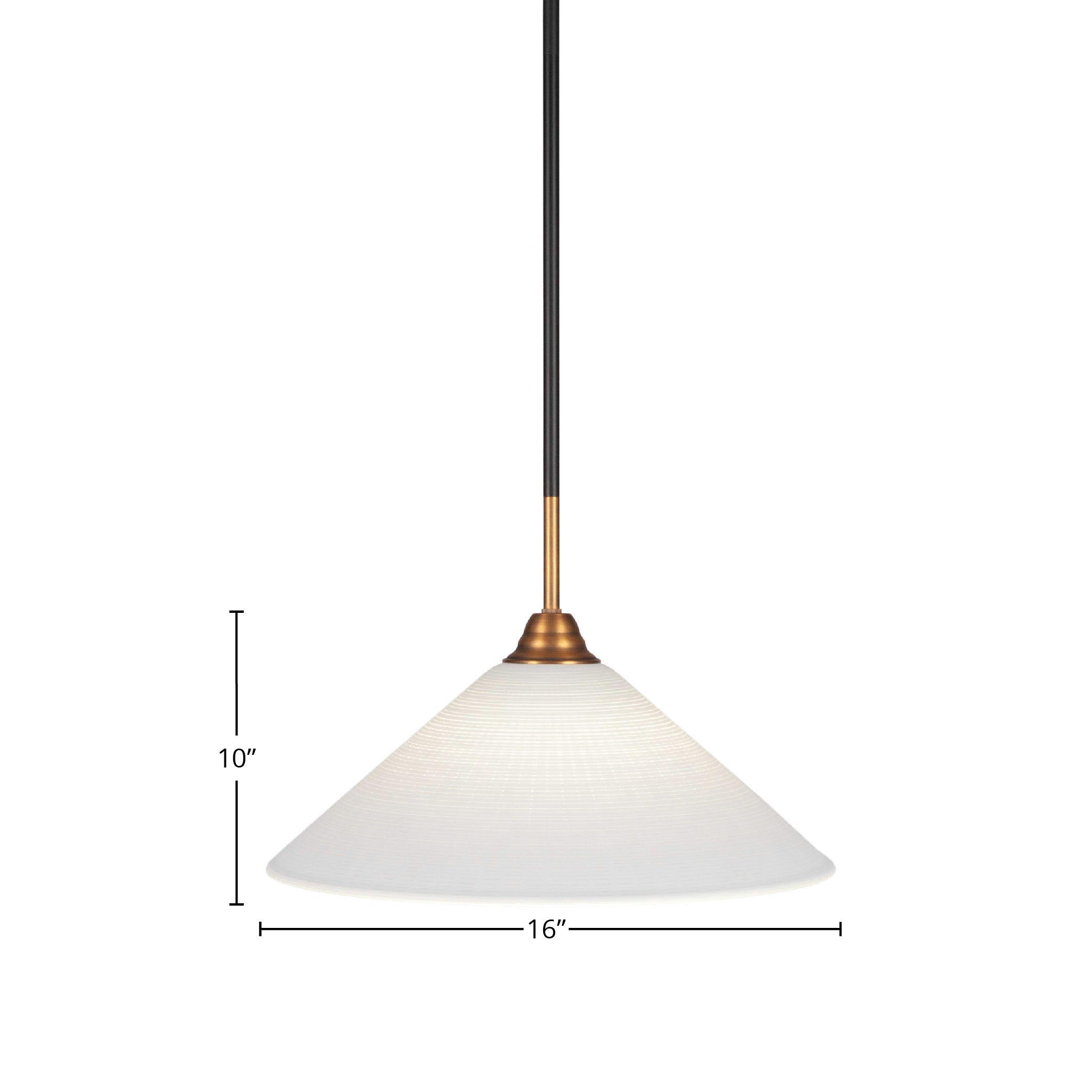 Paramount One Light Pendant in Matte Black & Brass with 16" White Matrix Shade