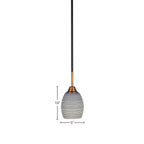 Paramount One Light Mini Pendant in Matte Black & Brass with 5" Gray Matrix Shade