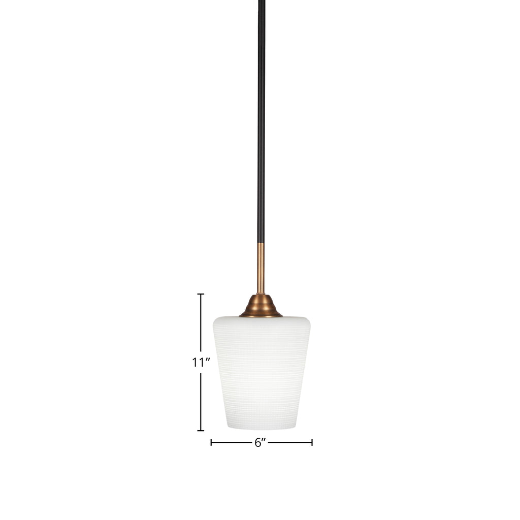 Paramount One Light Mini Pendant in Matte Black & Brass with 6" White Matrix Shade