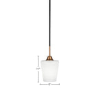 Paramount One Light Mini Pendant in Matte Black & Brass with 6" White Matrix Shade