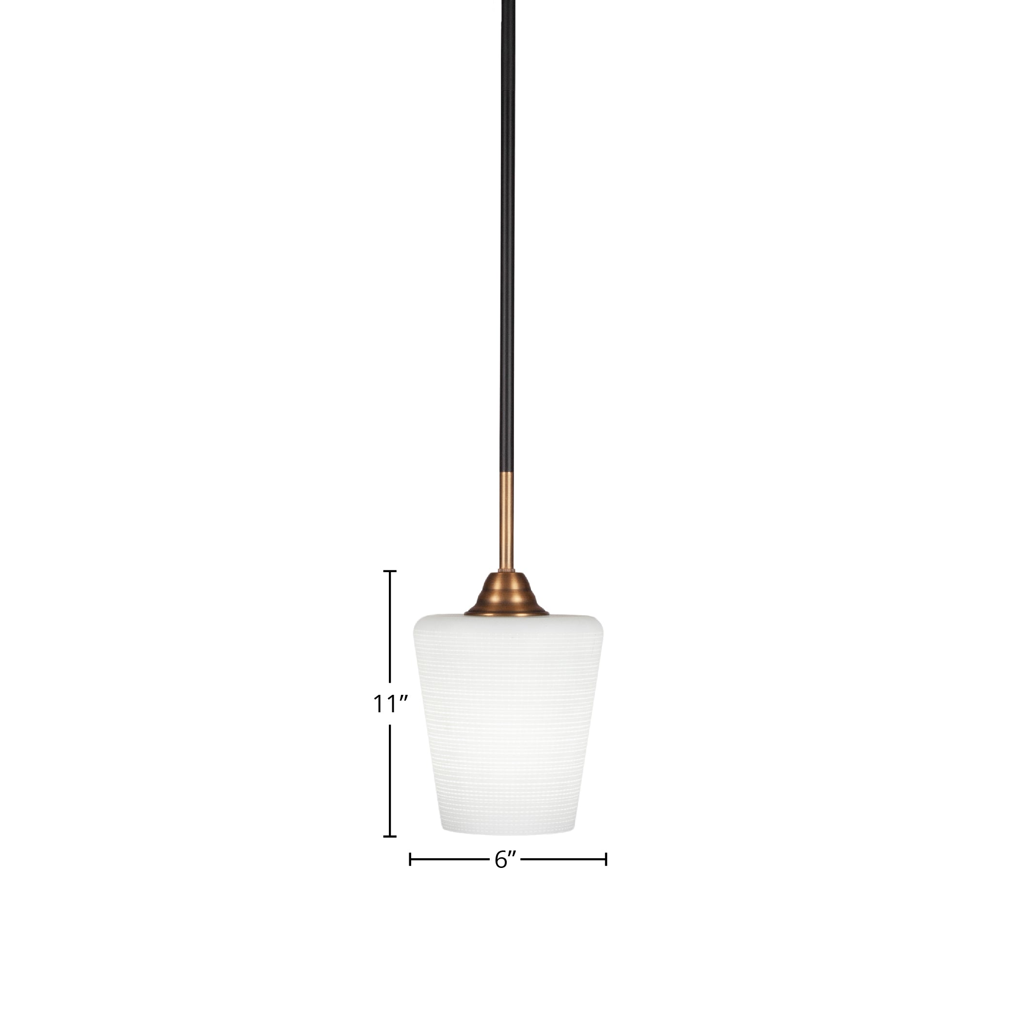 Paramount One Light Mini Pendant in Matte Black & Brass with 6" White Matrix Shade