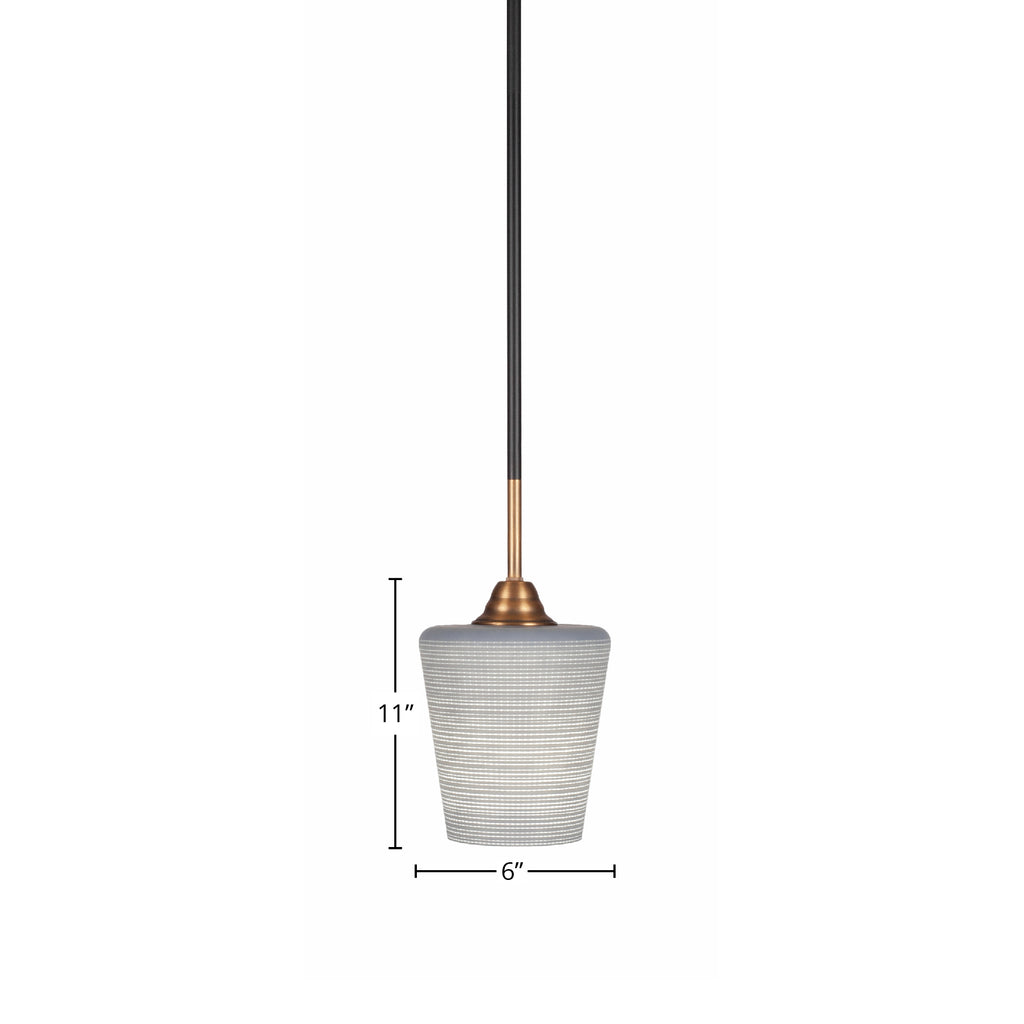 Paramount One Light Mini Pendant in Matte Black & Brass with 6" Gray Matrix Shade