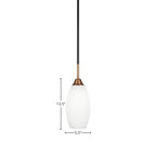 Paramount One Light Mini Pendant in Matte Black & Brass with 5.5" White Matrix Shade