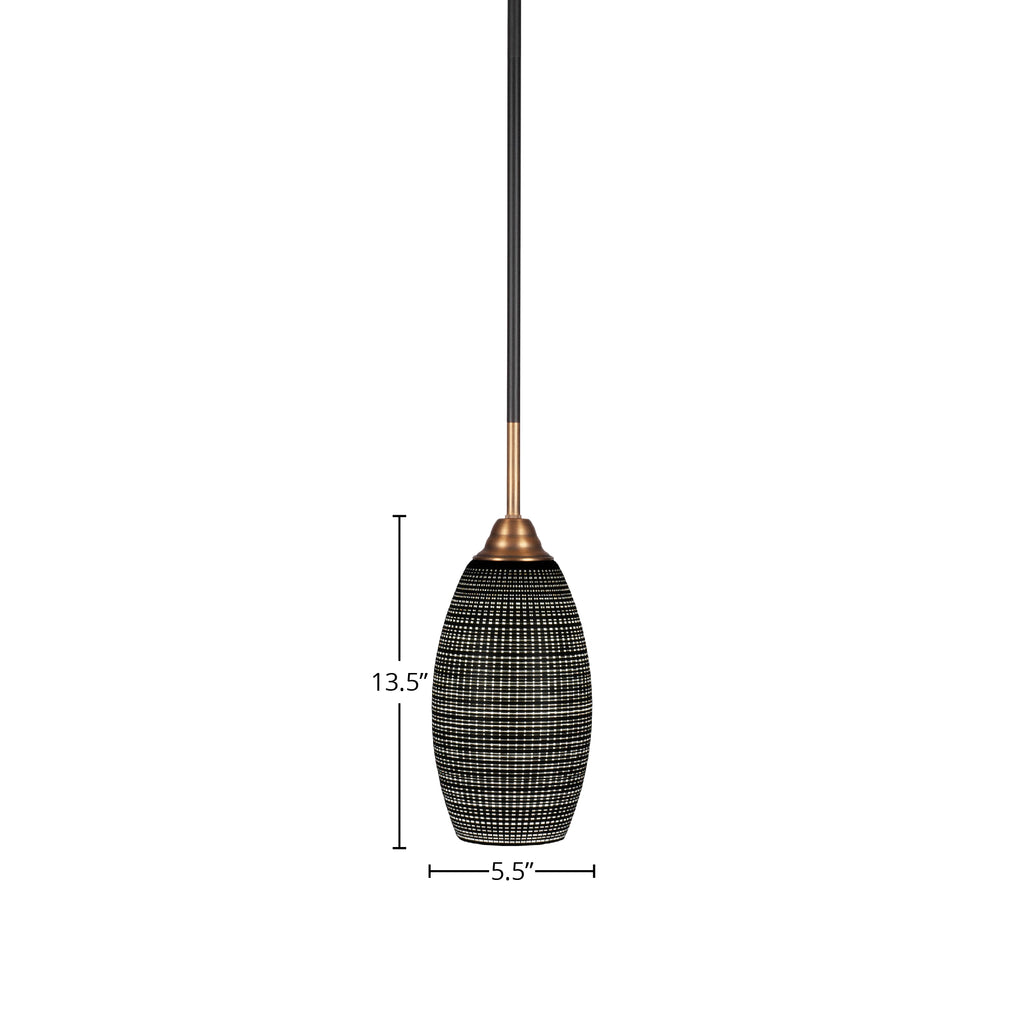 Paramount One Light Mini Pendant in Matte Black & Brass with 5.5" Black Matrix Shade