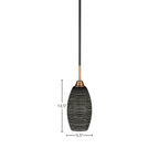 Paramount One Light Mini Pendant in Matte Black & Brass with 5.5" Black Matrix Shade
