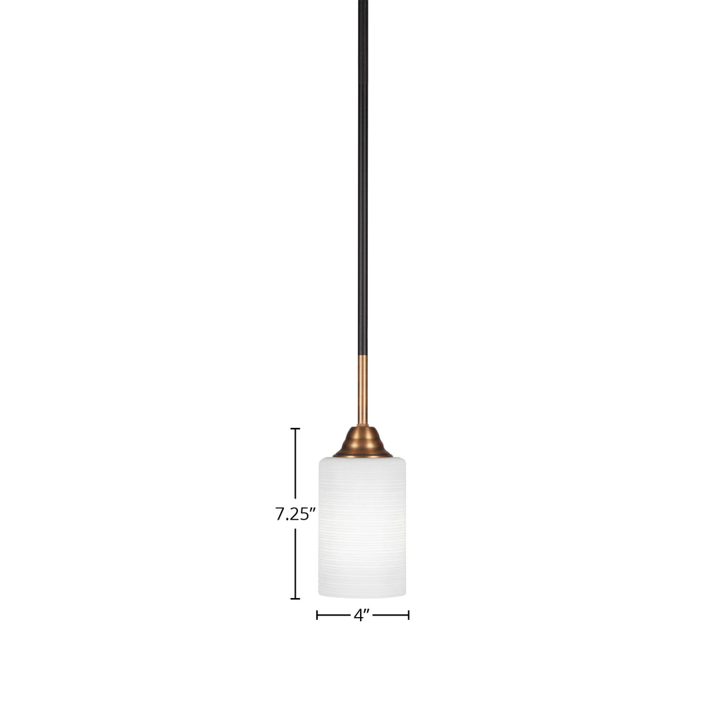 Paramount One Light Mini Pendant in Matte Black & Brass with 4" White Matrix Shade
