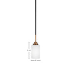 Paramount One Light Mini Pendant in Matte Black & Brass with 4" White Matrix Shade