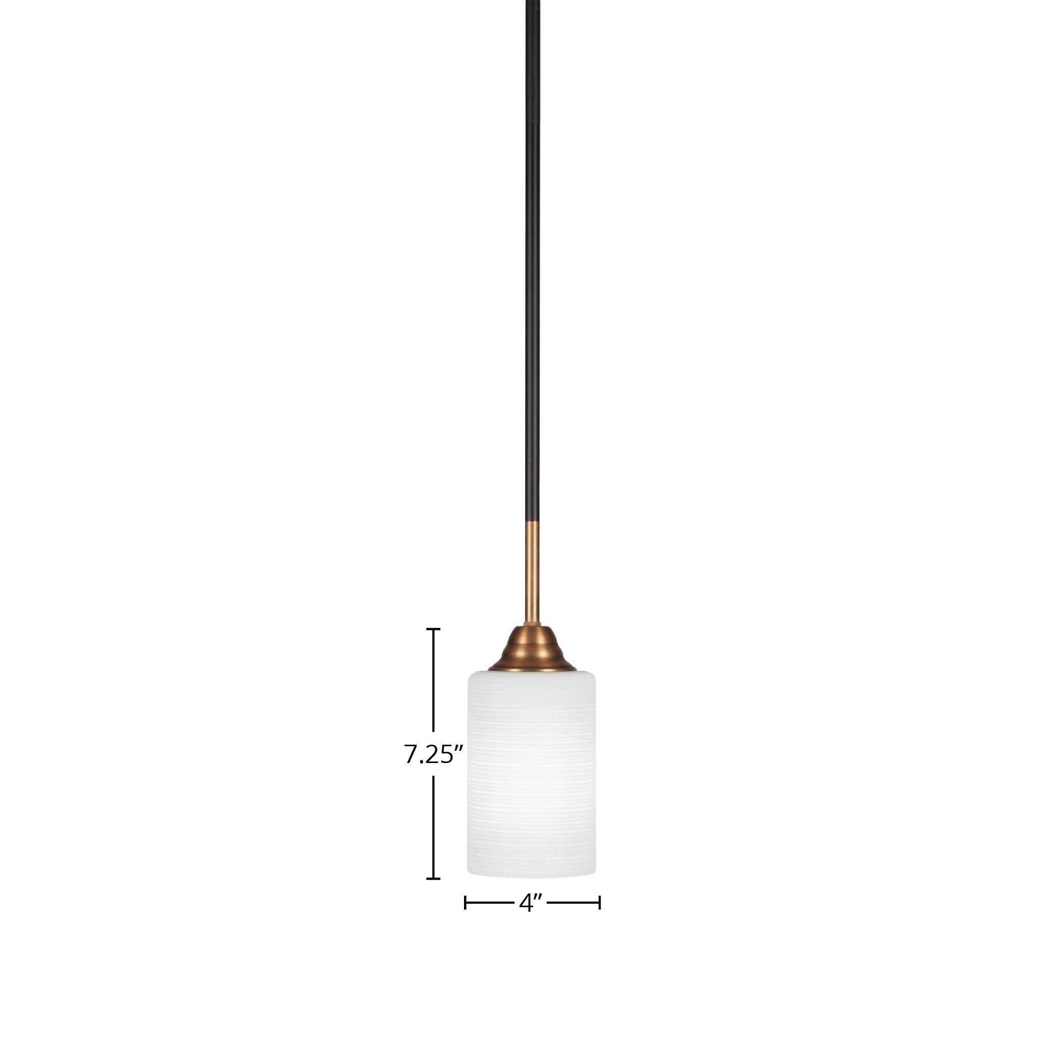 Paramount One Light Mini Pendant in Matte Black & Brass with 4" White Matrix Shade