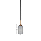 Paramount One Light Mini Pendant in Matte Black & Brass with 4" Gray Matrix Shade