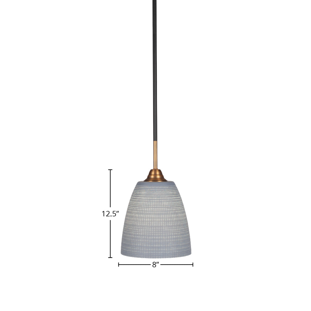 Paramount One Light Mini Pendant in Matte Black & Brass with 8" Gray Matrix Shade