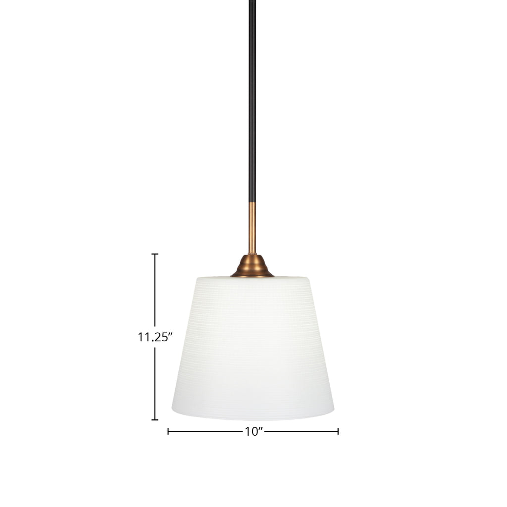 Paramount One Light Pendant in Matte Black & Brass with 10" White Matrix Shade
