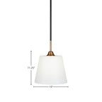 Paramount One Light Pendant in Matte Black & Brass with 10" White Matrix Shade