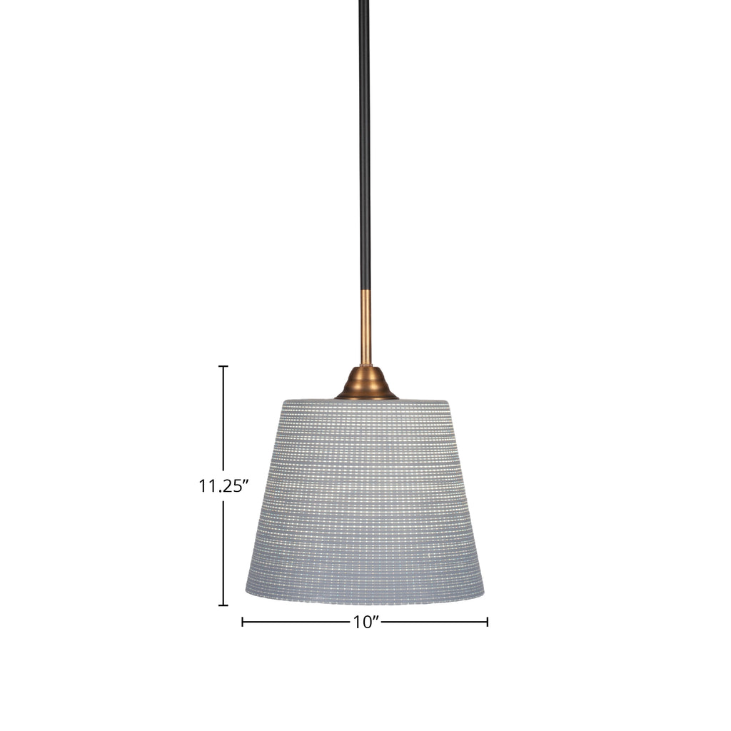 Paramount One Light Pendant in Matte Black & Brass with 10" Gray Matrix Shade