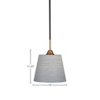 Paramount One Light Pendant in Matte Black & Brass with 10" Gray Matrix Shade
