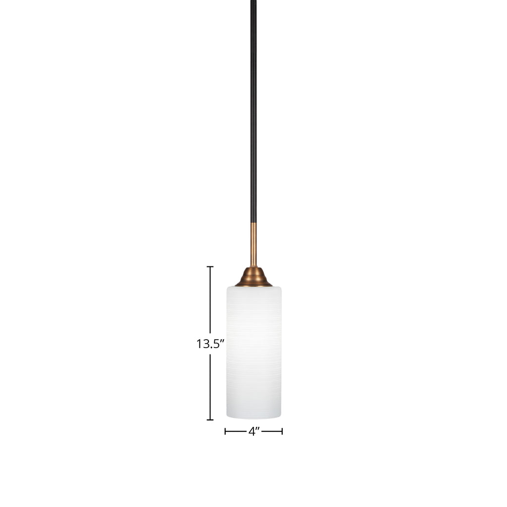 Paramount One Light Mini Pendant in Matte Black & Brass with 4" White Matrix Shade