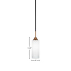 Paramount One Light Mini Pendant in Matte Black & Brass with 4" White Matrix Shade