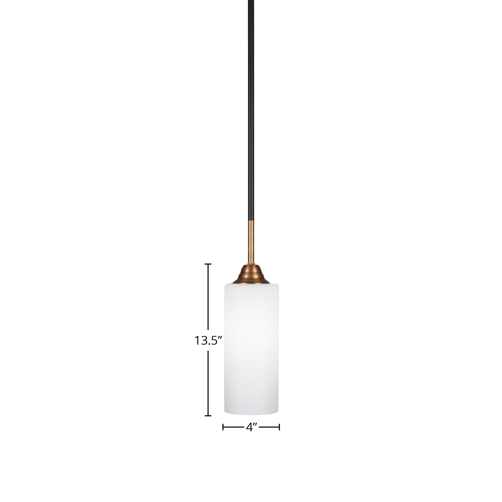 Paramount One Light Mini Pendant in Matte Black & Brass with 4" White Matrix Shade
