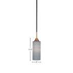 Paramount One Light Mini Pendant in Matte Black & Brass with 4" Gray Matrix Shade