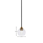 Paramount One Light Mini Pendant in Matte Black & Brass with 5.75" Clear Bubble Shade