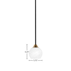 Paramount One Light Mini Pendant in Matte Black & Brass with 5.75" White Marble Shade