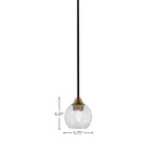 Paramount One Light Mini Pendant in Matte Black & Brass with 5.75" Smoke Bubble Shade