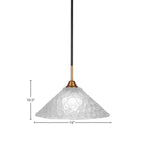 Paramount One Light Pendant in Matte Black & Brass with 16" Italian Bubble Shade