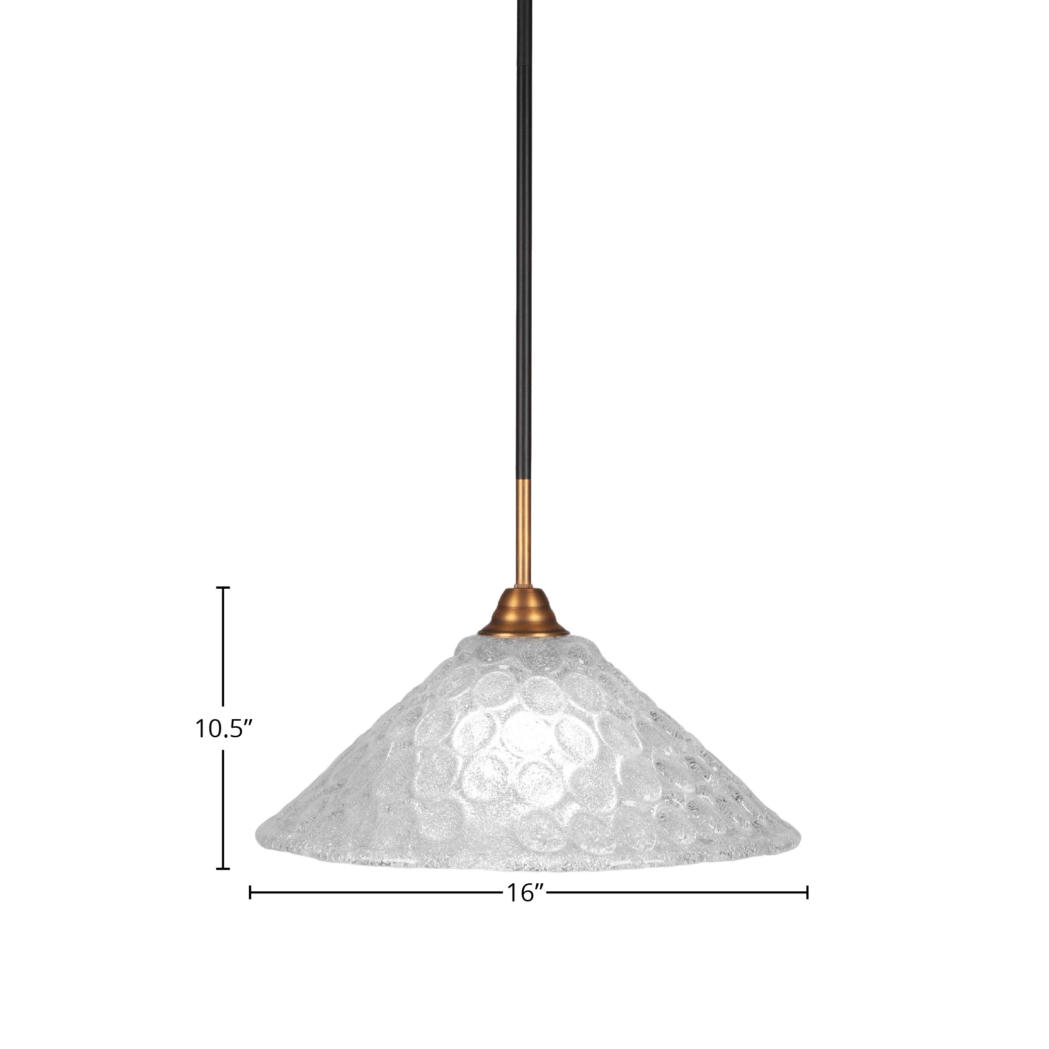 Paramount One Light Pendant in Matte Black & Brass with 16" Italian Bubble Shade